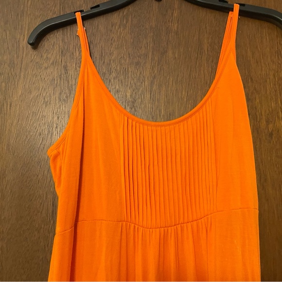 Calvin Klein Sz-10 Orange Stretchy Cotton Long Maxi Dress - Picture 2 of 3